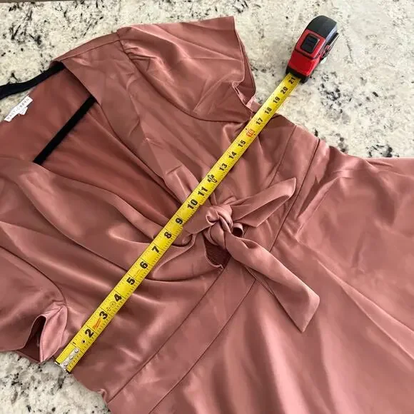 Baltic Born Poppy Satin Midi Dress Rosy Brown XXXL Tie Front - Picture 11 of 16